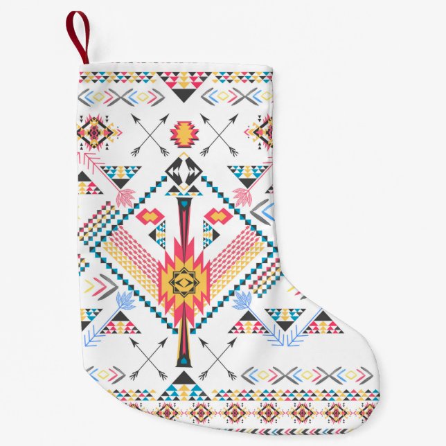 Calcetín Navideño Pequeño Patrón geométrico tribal de moda de Guay (Anverso)