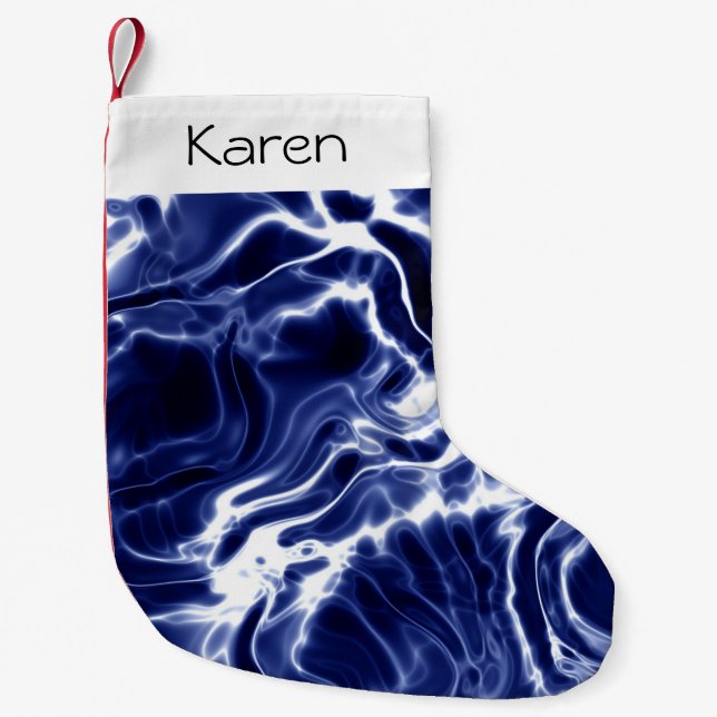 Calcetín Navideño Pequeño Patrón giratorio azul navidad pequeño calado (Anverso)