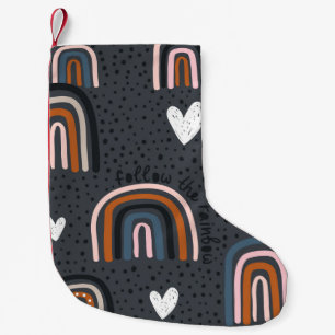 Calcetín Navideño Pequeño Patrón infantil sin costura con arco iris dibujado