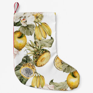Calcetín Navideño Pequeño Patrón ininterrumpido de acuarela floral. Pintado 