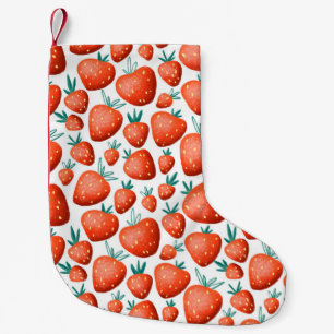Calcetín Navideño Pequeño Patrón ininterrumpido de fresas rojas