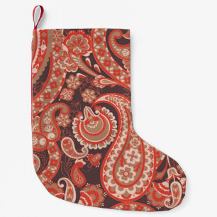 Calcetín Navideño Pequeño Patrón inquebrantable de Paisley vintage. Flor fan