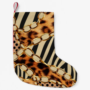 Calcetín Navideño Pequeño Patrón leopardo, impresión leopardo, impresión ani