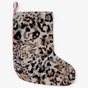 Calcetín Navideño Pequeño Patrón leopardo, patrón jaguar, piel animal