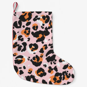 Calcetín Navideño Pequeño Patrón leopardo sin fisuras. Textura clásica de le