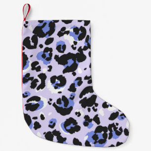 Calcetín Navideño Pequeño Patrón leopardo sin fisuras. Textura de piel morad