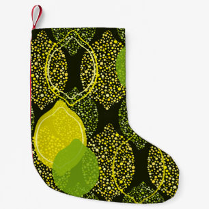 Calcetín Navideño Pequeño Patrón limón y lima sin fisuras.