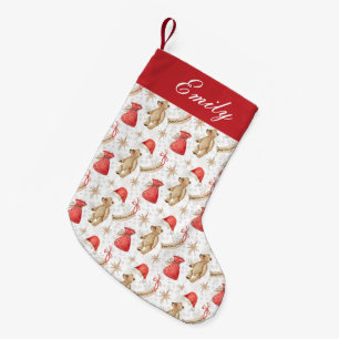 Calcetín Navideño Pequeño Patrón Navideño Caprichoso con Nombre Personalizad