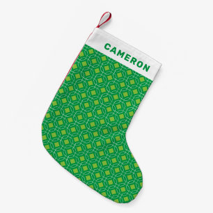 Calcetín Navideño Pequeño Patrón retro festivo lindo Nombre personalizado ve