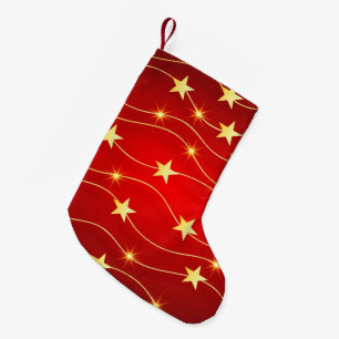 Calcetín Navideño Pequeño Patrón rojo de rubí adorado por estrella