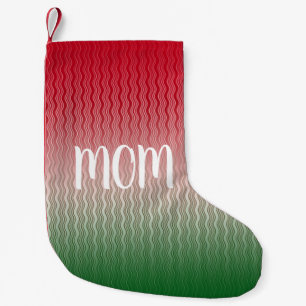 Calcetín Navideño Pequeño Patrón rojo plateado verde personalizable