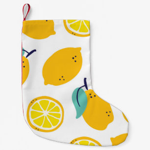 Calcetín Navideño Pequeño Patrón sin fisuras de frutos de limón