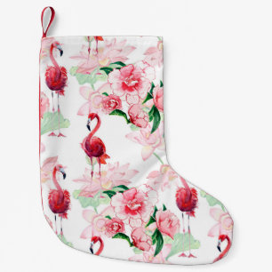 Calcetín Navideño Pequeño Patrón sin foco con flamingo rosa