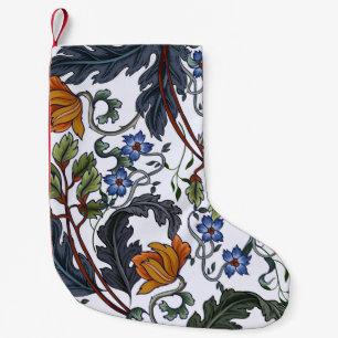 Calcetín Navideño Pequeño Patrón sin foco con flores de estilo art deco. M