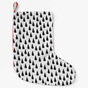 Calcetín Navideño Pequeño Patrón sin foco con gotas de lluvia en negro sobre