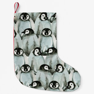 Calcetín Navideño Pequeño Patrón sin foco con pingüinos lindos