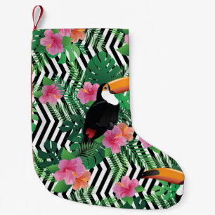 Calcetín Navideño Pequeño Patrón sin foco con toque de flores de hibisco exó