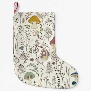 Calcetín Navideño Pequeño Patrón sin foco. Conjunto de coloridas plantas sil