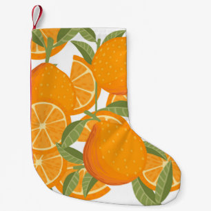 Calcetín Navideño Pequeño Patrón sin foco de fruta cítrica naranja amarilla