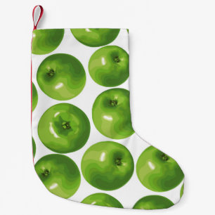 Calcetín Navideño Pequeño Patrón sin foco de manzana verde