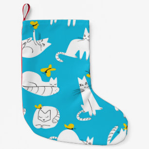 Calcetín Navideño Pequeño Patrón sin inconvenientes con gatos graciosos juga
