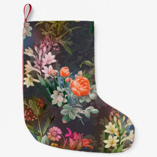Calcetín Navideño Pequeño Patrón sin soldadura de flores botánicas