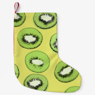 Calcetín Navideño Pequeño Patrón sin soldadura de fruta de Kiwi, fondo con k