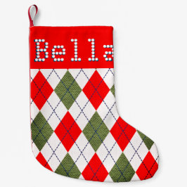 Calcetín Navideño Pequeño Patrón suéter rojo feo nombre personalizado