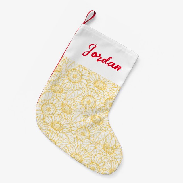 Calcetín Navideño Pequeño Patrón Sunflower (Frente (Colgado))