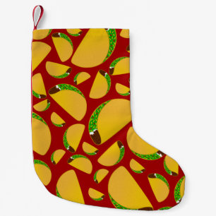 Calcetín Navideño Pequeño Patrón taco rojo