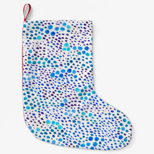 Calcetín Navideño Pequeño Patrón transparente de acuarela con manchas azules