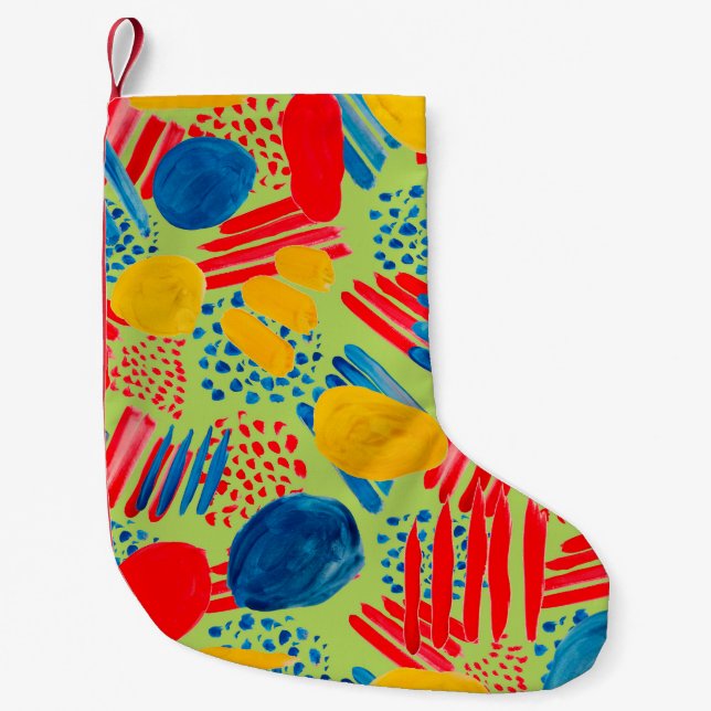 Calcetín Navideño Pequeño Patrón transparente de acuarela con un sencillo di (Anverso)