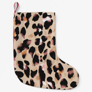 Calcetín Navideño Pequeño Patrón transparente de impresión leopardo