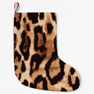 Calcetín Navideño Pequeño Patrón transparente de impresión leopardo