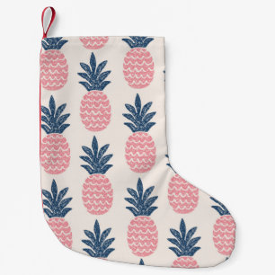 Calcetín Navideño Pequeño Patrón transparente de piña divertida