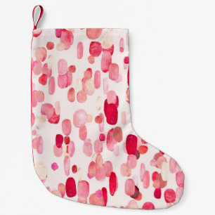 Calcetín Navideño Pequeño Patrón transparente de puntos rosados, rojos y bei