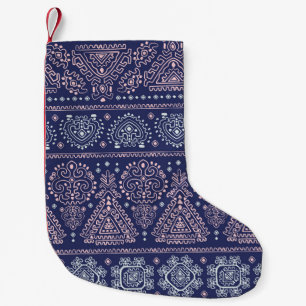 Calcetín Navideño Pequeño Patrón tribal mexicano, étnico sin fisuras.