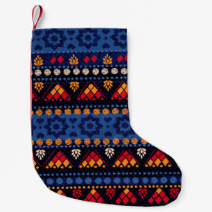 Calcetín Navideño Pequeño Patrón tribal sin fisuras.