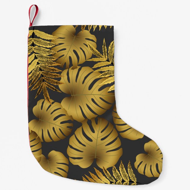 Calcetín Navideño Pequeño Patrón tropical inmaculado, tropical brillante (Anverso)