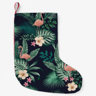 Calcetín Navideño Pequeño  patrón tropical sin fisuras con follaje exuberant