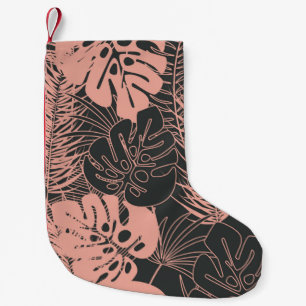 Calcetín Navideño Pequeño Patrón tropical sin problemas de verano con monste