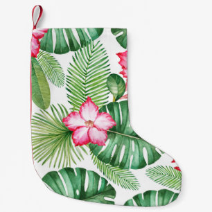 Calcetín Navideño Pequeño Patrón tropical transparente