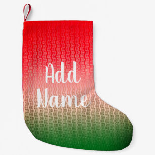 Calcetín Navideño Pequeño Patrón verde rojo plateado personalizado