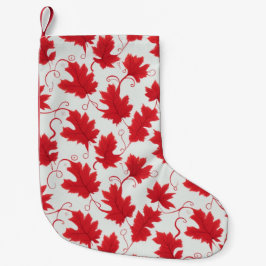 Calcetín Navideño Pequeño Patrón vibrante de hojas de arce rojas