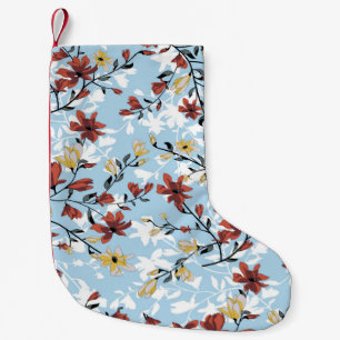 Calcetín Navideño Pequeño Patrón vintage de flores sin costura. Bab floral s
