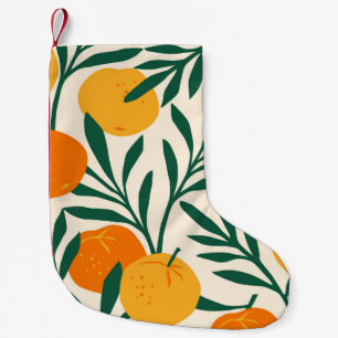 Calcetín Navideño Pequeño Patrón vintage sin fisuras con mandarinas. Moda de