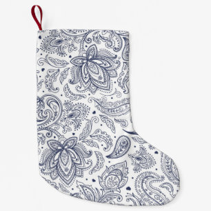 Calcetín Navideño Pequeño Patrones de flores clásicas lisas