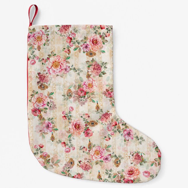 Calcetín Navideño Pequeño Patternsabstract textil de textura floral, ba (Anverso)