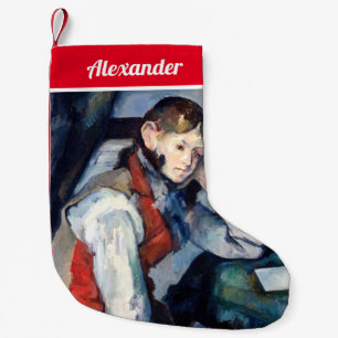 Calcetín Navideño Pequeño Paul Cezanne - Niño con Chaleco Rojo