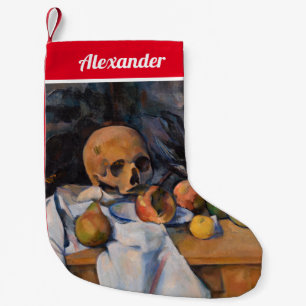 Calcetín Navideño Pequeño Paul Cezanne - Todavía la vida con Skull